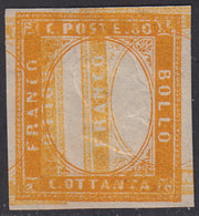 Sard288 - 1861/63 - Impresión de prueba de c. 80 nuevos amarillos con gomas originales, (17Da, variedad).