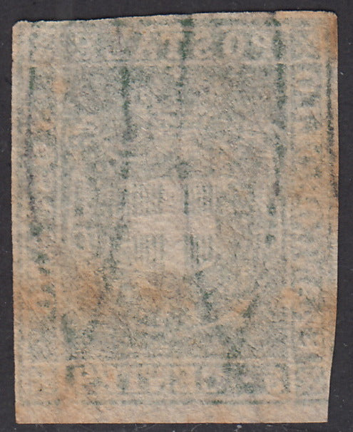 PV1849 - 1860 - Escudo de Saboya coronado por la Corona Real, c. 5 utilizaron verde amarillento, color poco común y difícil de identificar. (18c).