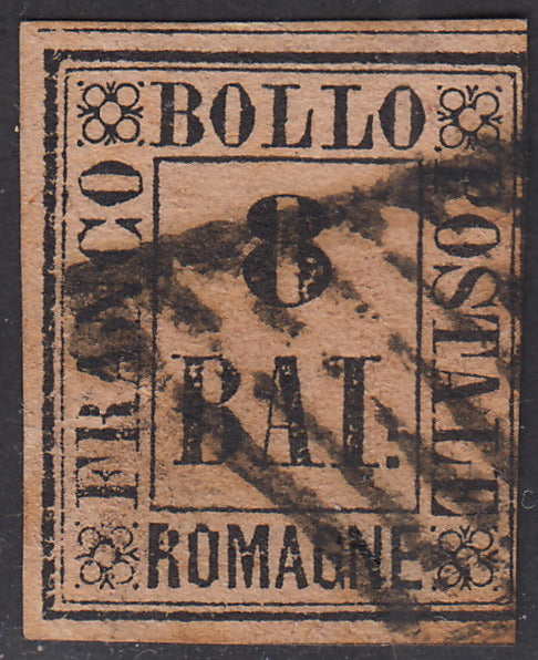 PV1364 - 1859 - Cifra in un rettangolo, 8 baj rosa usato con griglia, (8).