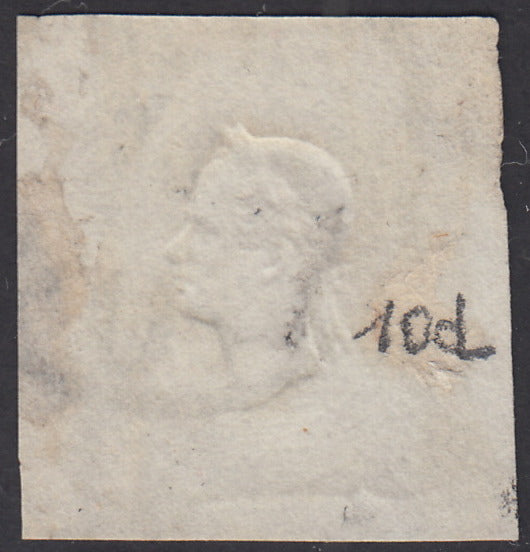 PV699 - 1861 - Effigie di Francesco Giuseppe volta a destra, tipo della III emissione, s. 1,05 grigio rosa usato,. (10d)