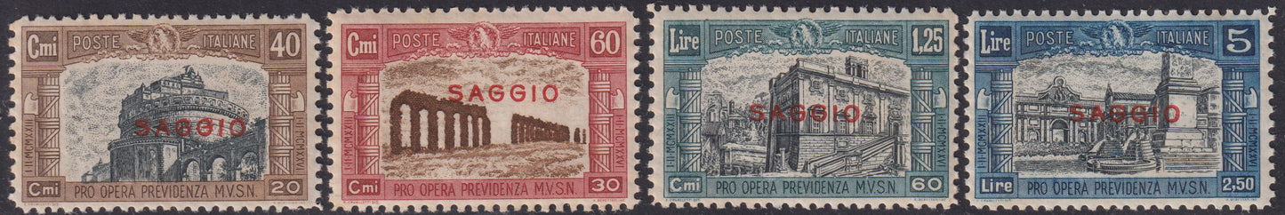 PP633 - 1926 - Milizia I emissione, serie completa nuova con gomma integra e soprastampa SAGGIO in rosso. (206/209).