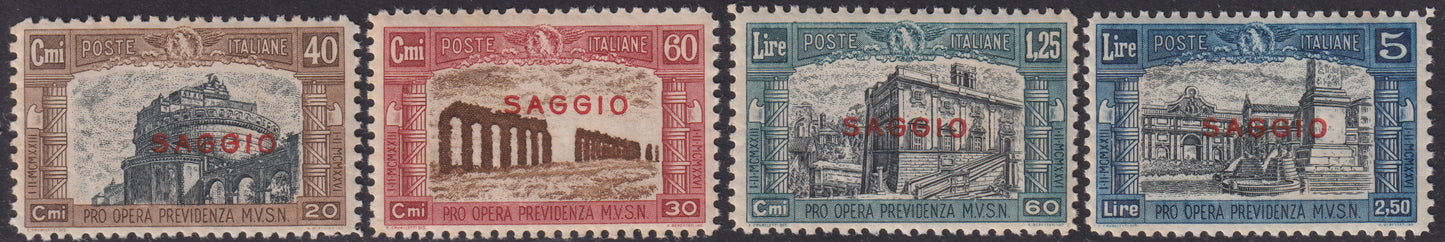 PP633 - 1926 - Militia 1st issue, complete new set with intact gum and SAGGIO overprint in red. (206/209).