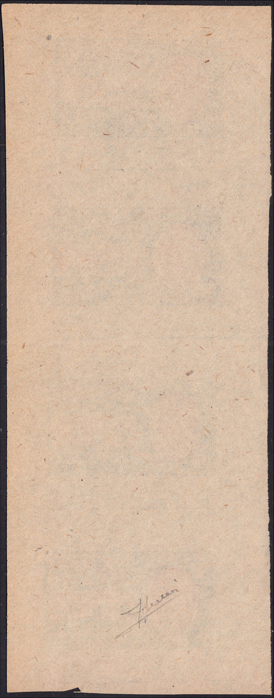 PP1064 - 1922 - L. 1,20 azzurro e rosso, foglietto di prova su carta grigiasta e senza filigrana, (E8, prova).