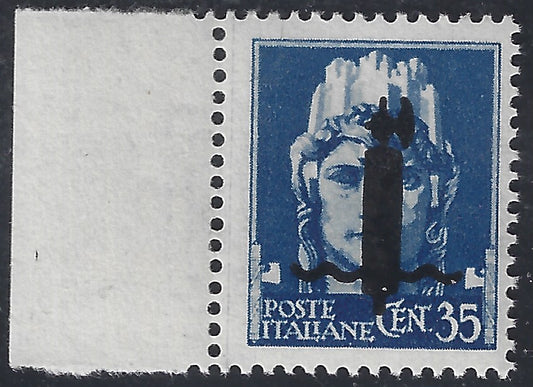 F6-183 -1944 - Imperiale c. 35 light blue with Verona type "l" overprint in black, new with intact rubber. (P12).