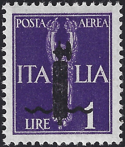 F6_192 - 1944 - Posta Arerea L. 1 violetto con soprstampa tipo "l" di Verona nuovo con gomma integra. (P12).