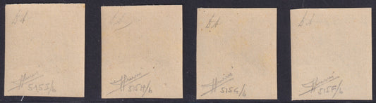 FF226 - 1944 - Badoglio's signature in frame and safety background 50 cents light blue and light blue, black and grey, red and bistro, violet and brown grey, not perforated and with intact gum, without watermark. (515F/515I).
