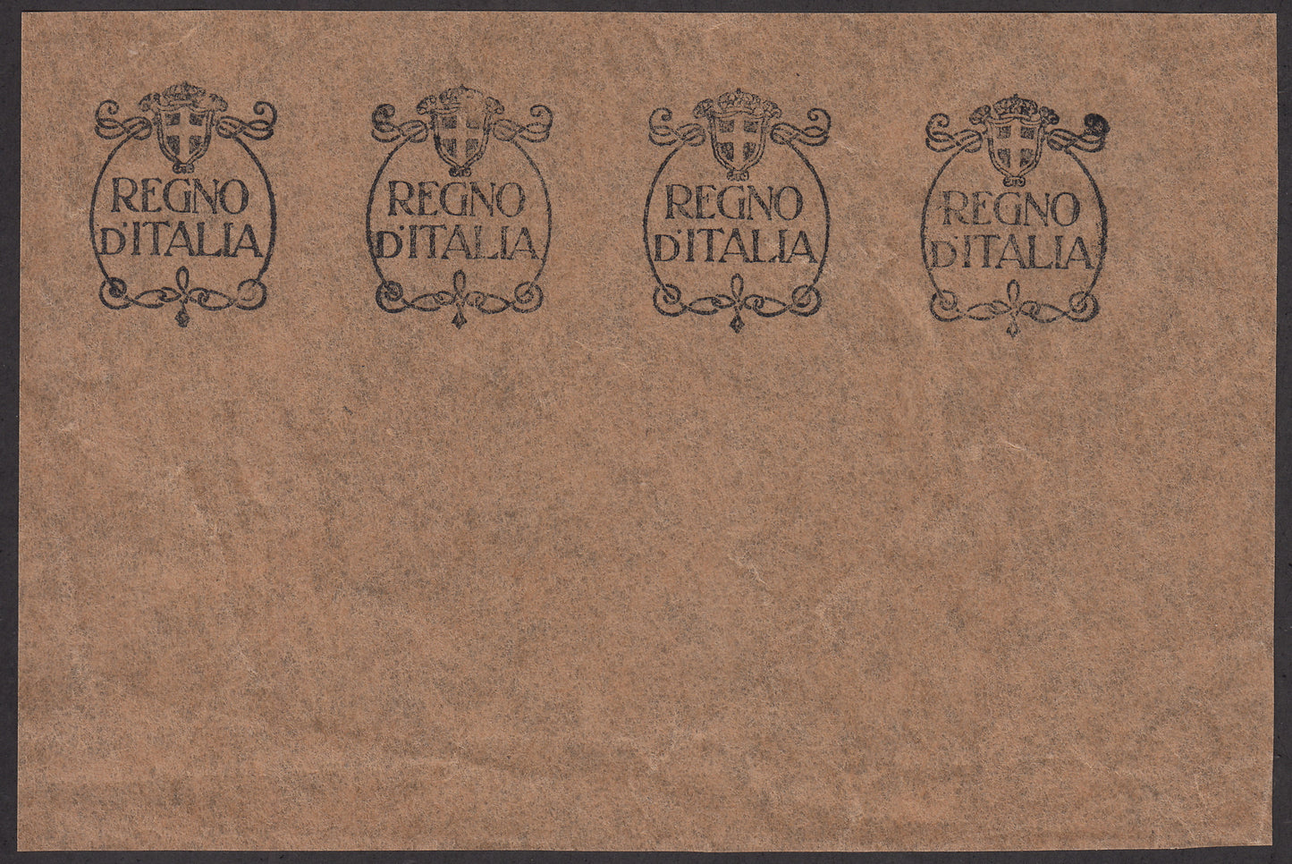F6_208 - 1924 - Regno d'Italia con fregi e stemma, prova di soprastampa blocco di quattro esemplari