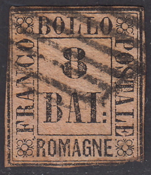 PV1363 - 1859 - Cifra in un rettangolo, 8 baj rosa usato, (8).