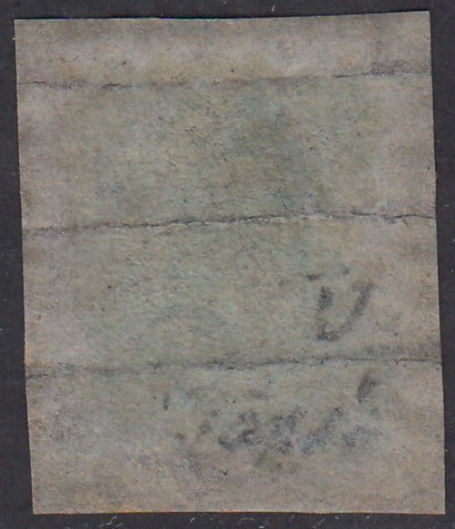 Tos146 - 1851 - Leone di Marzocco, 9 purplish brown crazie on gray paper and crown watermark used with red cancellation (8).