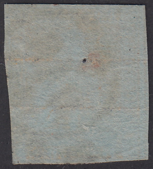 PV1541 - 1851 - Leone di Marzocco, 1 soldo giallo oro su carta azzurra e filigrana corona usato, (2c)