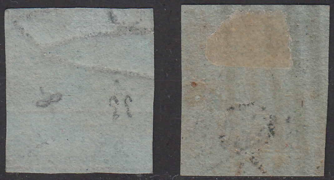 Tos146 - 1851 - Leone di Marzocco, 9 purplish brown crazie on gray paper and crown watermark used with red cancellation (8).