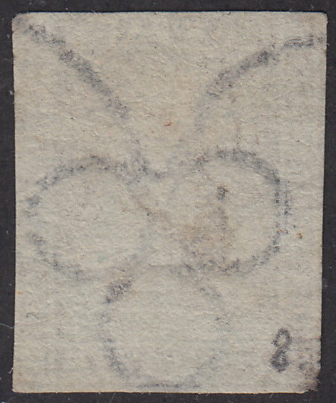 Tos146 - 1851 - Leone di Marzocco, 9 purplish brown crazie on gray paper and crown watermark used with red cancellation (8).