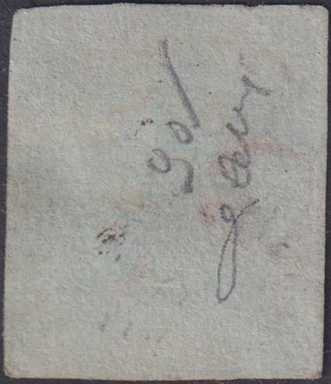 F7-189 - 1851 - Leone di Marzocco, 60 crazie scarlatto su carta grigia e filigrana corona, usato (9a)