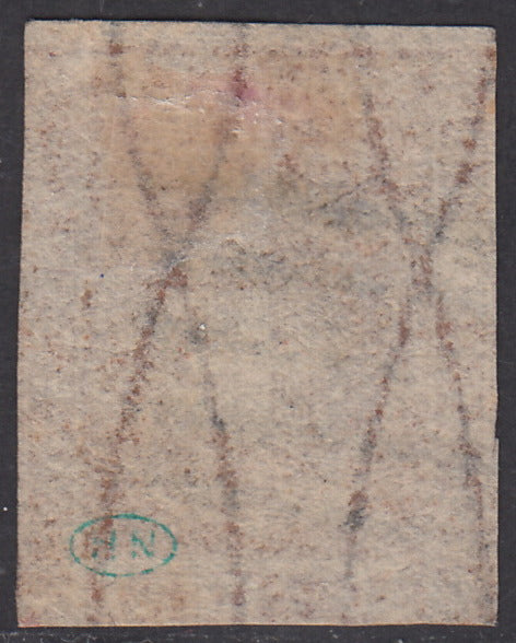 Tos146 - 1851 - Leone di Marzocco, 9 purplish brown crazie on gray paper and crown watermark used with red cancellation (8).