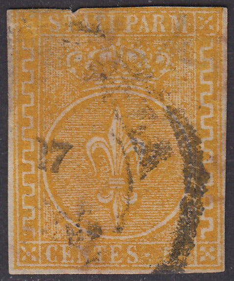 PV1070 - 1853 - II emissione c. 5 giallo arancio usato,  (6).