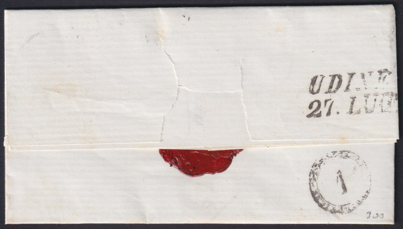 F8_4 - 1863 - Lettera spedita da Venezia per Udine 26/7/63 affrancata con 10 soldi bruno III emissione (34)