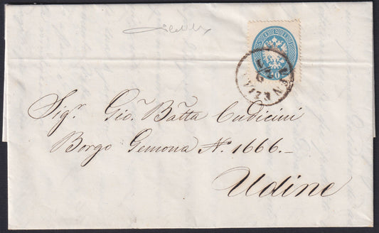 F8_5 - 1864 - Lettera spedita da Venezia per Udine 29/1/64 affrancata con IV emissione 10 soldi azzurro (39)