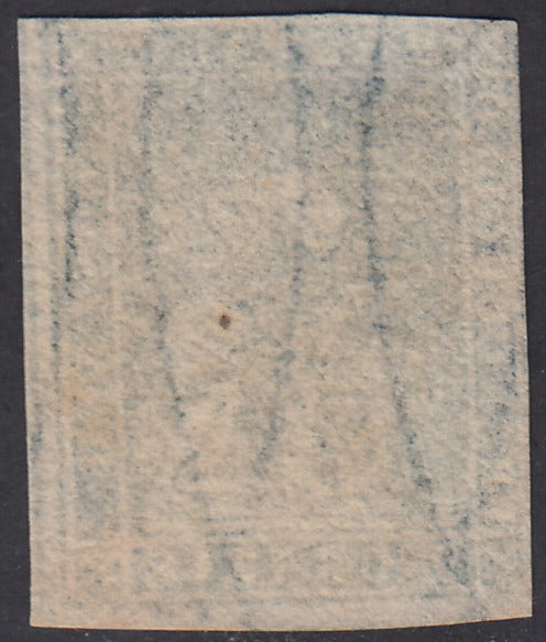 PPP449 - 1851 Leone di Marzocco, 2 light blue crazie on gray paper and crown watermark, used (5d)