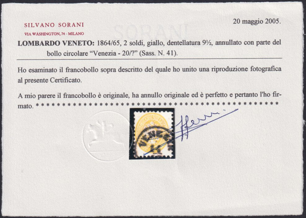 1858 - Lombardo Veneto, newspaper stamps 2nd issue effigy of the 1st type (s. 1.05) blue used (8)