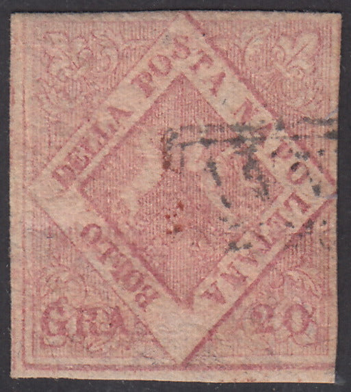 F9_48 - Stemma delle Due Sicilie, 20 grana rosa chiaro II tavola usato, esemplare di prima scelta. (13).