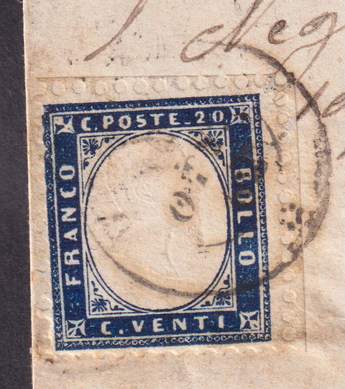1862 - Efigie de Vittorio Emanuele II mirando hacia la derecha, c. 80 amarillo anaranjado oscuro perforado con peine, usado (4b)