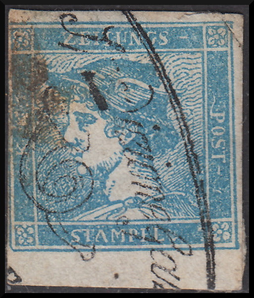 FF34 - 1851 - Light blue Mercury of the first type (c 3) used with "direction gazzette Udine" cancellation, points R1 (1b).