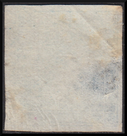 FF35 - 1851 - Mercury greyish blue type I (c. 3) vertical ribbed paper used with "direction gazzette Udine" cancellation, R1 points (6).