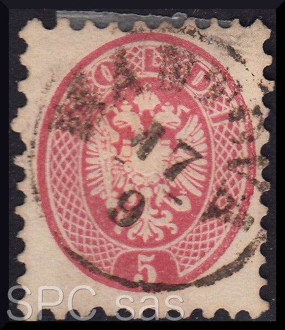 FY204 - 1864 - V emissione s. 5 rosa dentellatura 9 1/2 usato Mantova (43)