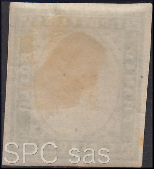 FY683 - 1860 - IV emissione c. 5 verde oliva chiaro IV composizione nuovo con gomma e senza effigie sovrana (13Ca)