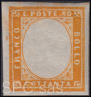 FY690 - 1862 - IV emissione c. 80 giallo arancio carico nuovo con gomma e senza effigie sovrana (17D)
