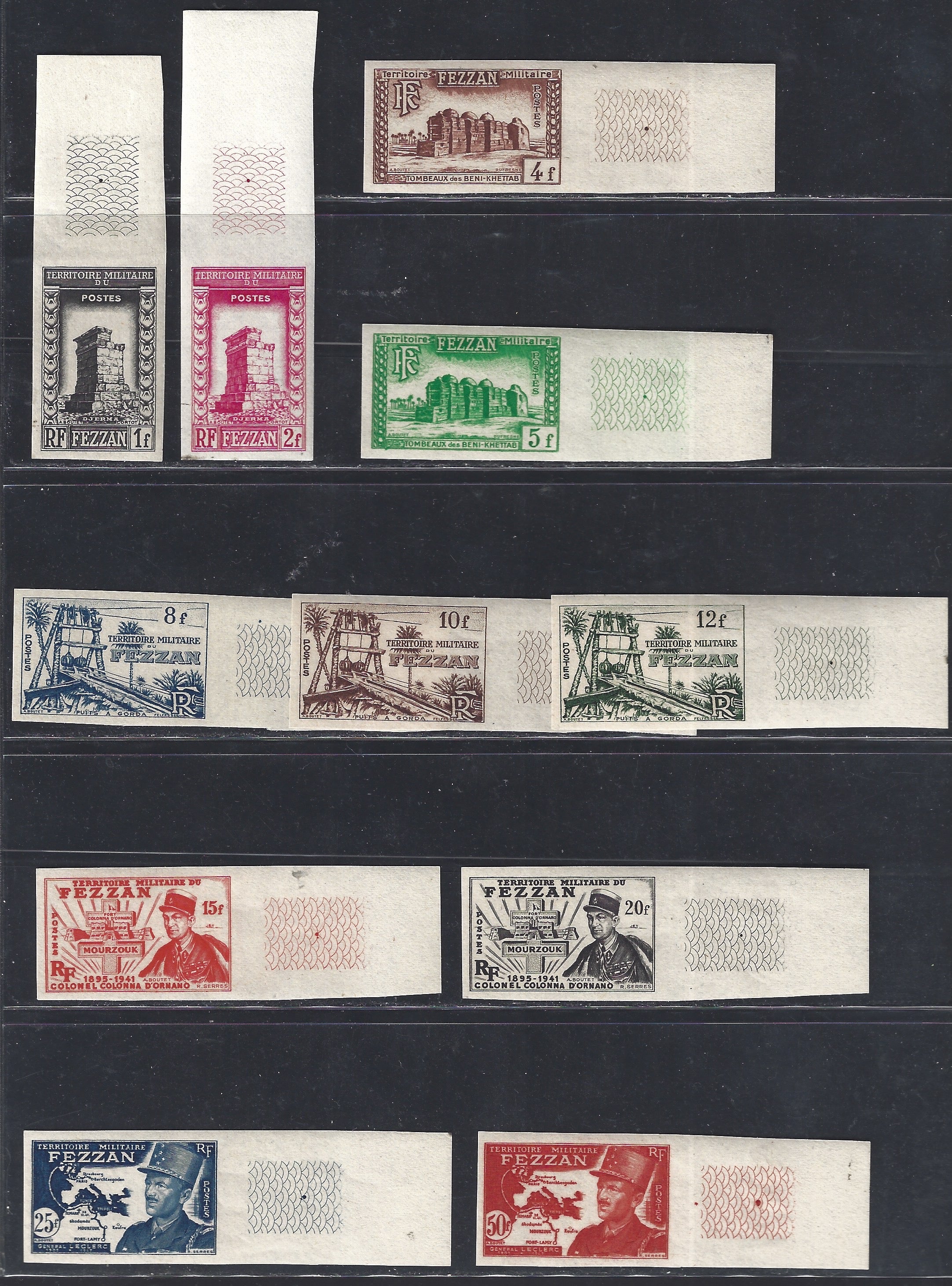 Fezzan3 - 1948 - Occupazione francese, prima emissione per il Fezzan non dentellata nuova integra (16/26).