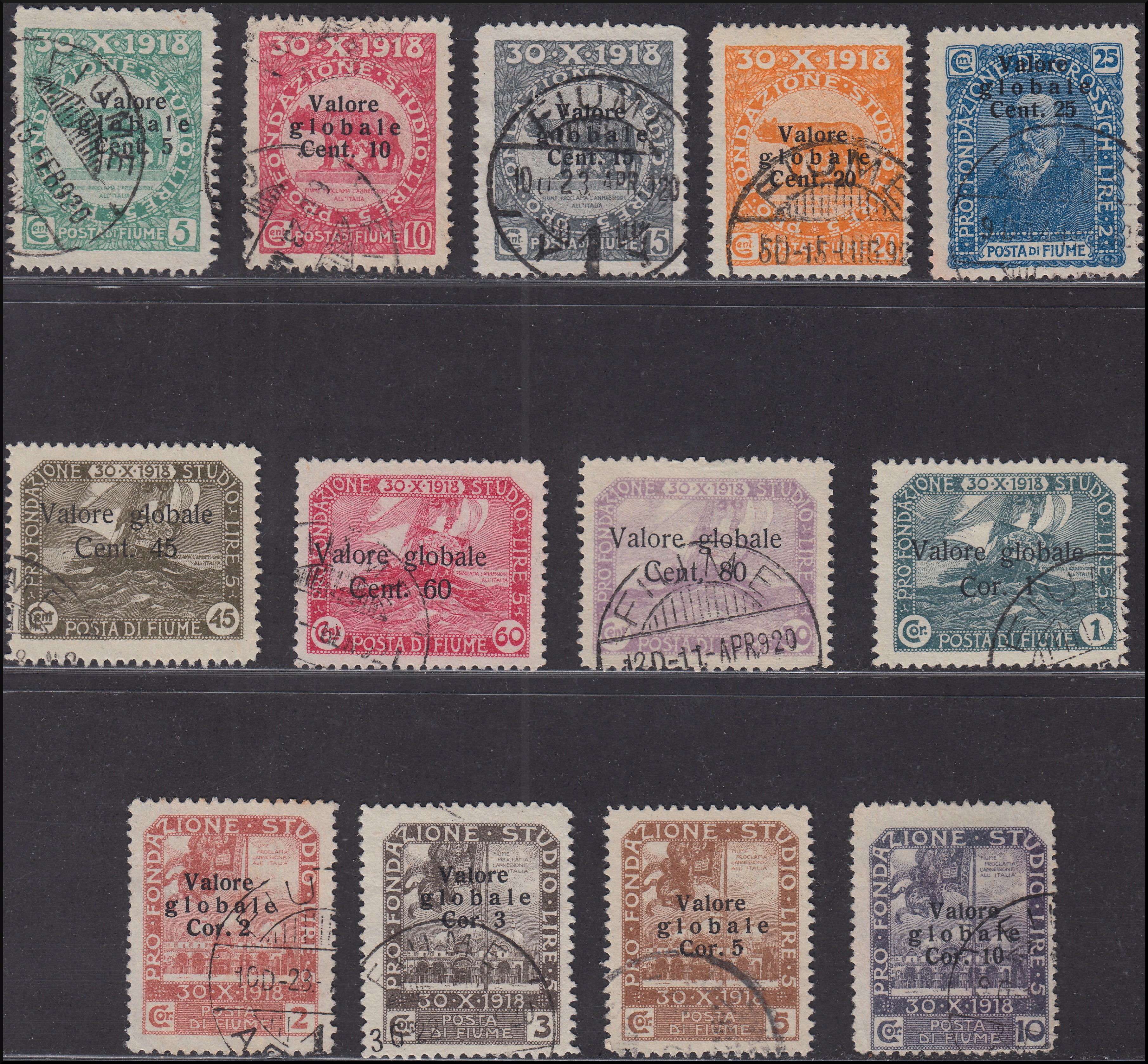 Fiume145 - 1920 - Pro Fondazione Studio, seconda serie soprastampata usata (99/111)