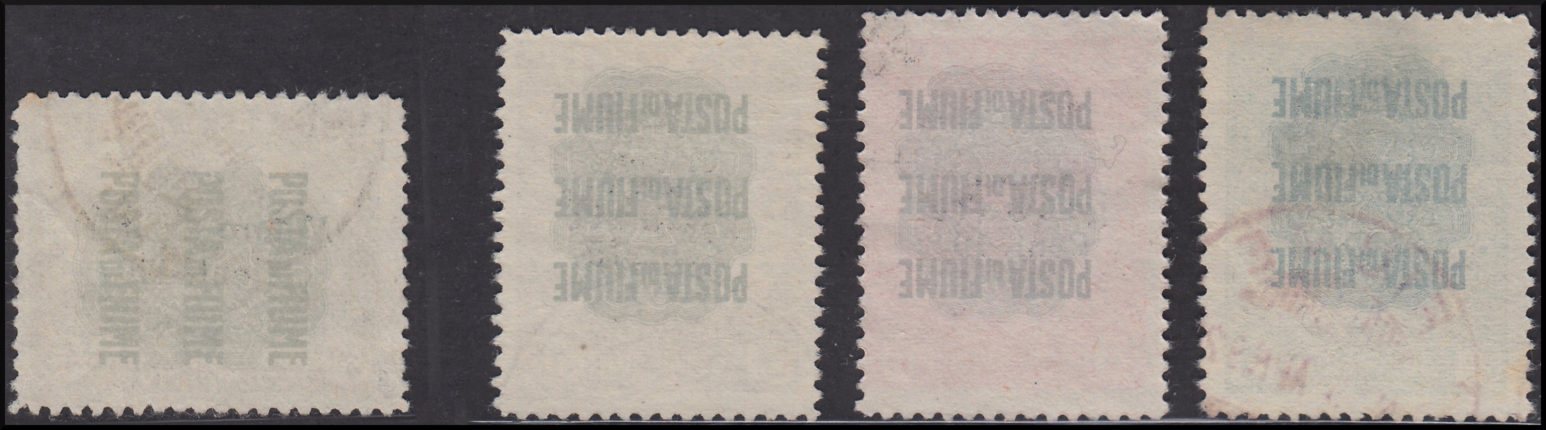 Fiume146 - 1920 - Pro Fondazione Studio, terza serie soprastampata usata (99/I, 100/I, 101/I, 112)