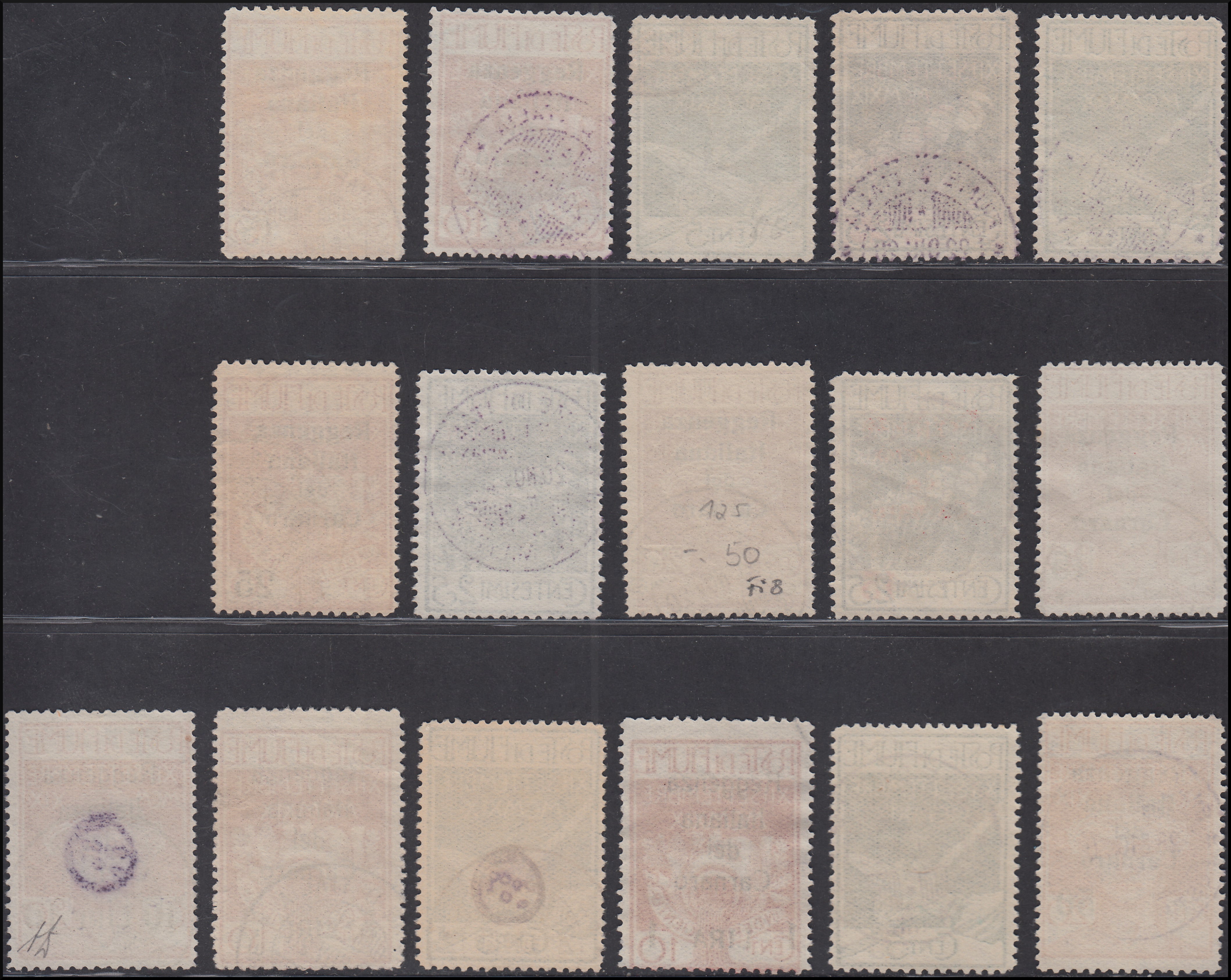 Fiume150 - 1920 - Legionari di Fiume soprastampati Reggenza Italiana del Carnaro, serie di 16 valori usati (131/146)