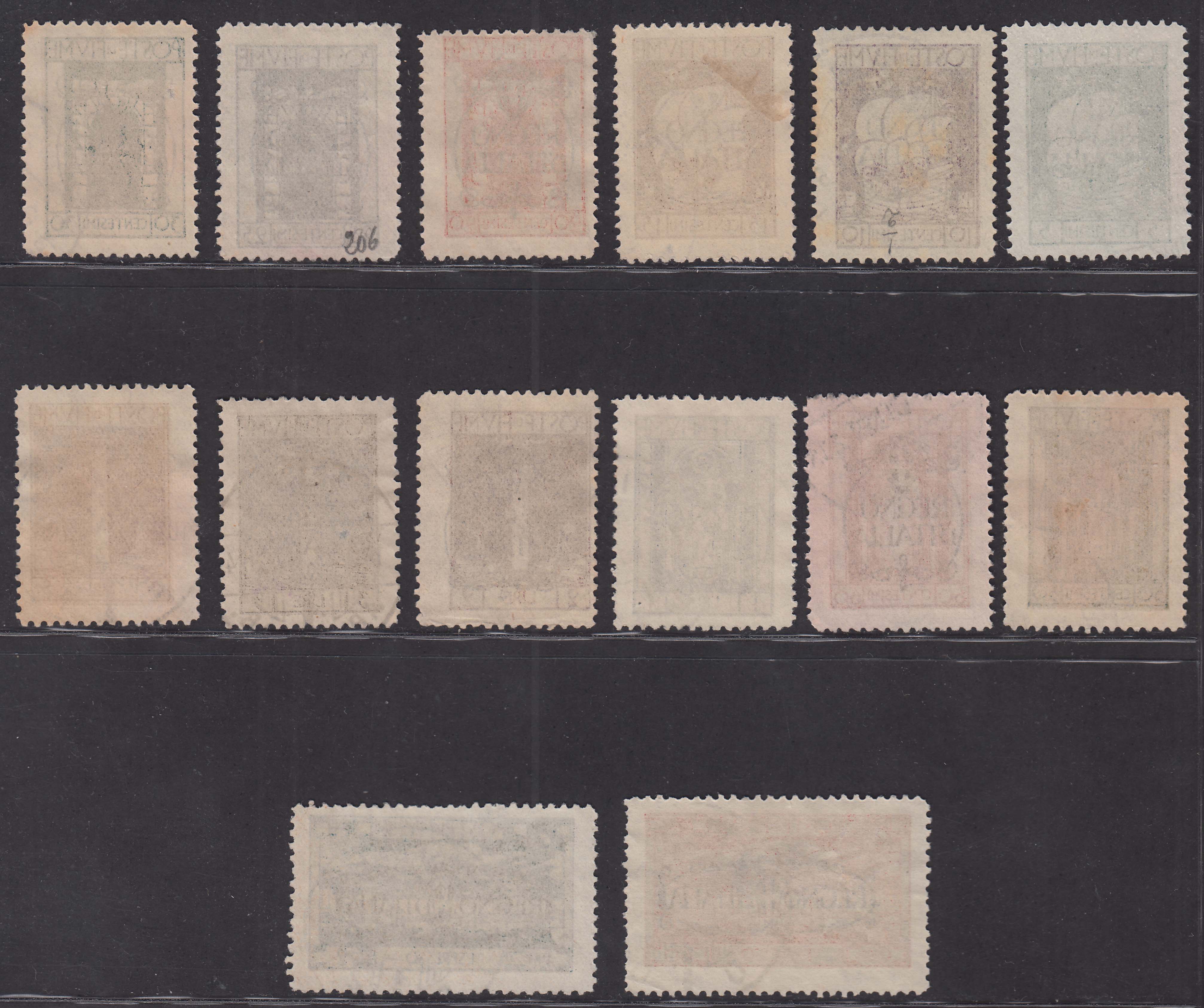 Fiume166 - 1924 - San Vito e soggetti vari, soprastampa REGNO D'ITALIA serie completa di 12 valori + 2 espressi usata (202/13 + E9/10)