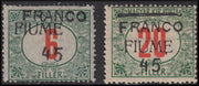 Fiume197 - 1918 - Sellos fiscales húngaros Fiume sobreimpresos a máquina y nuevo valor a mano "Franco 45", serie de dos nuevos valores con caucho original (29, 30)