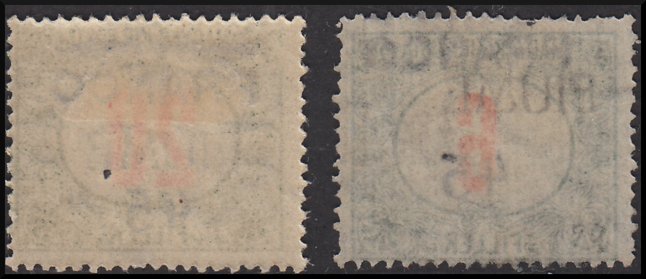 Fiume197 - 1918 - Hungarian tax stamps overprinted by Fiume by machine and new value by hand "Franco 45", series of two new values ​​with original rubber (29, 30)