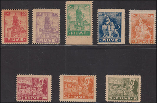 Fiume201 - 1919 - Allegories and Views, type "A" paper, series of 8 new values ​​with original gum (A35/44 + A48)