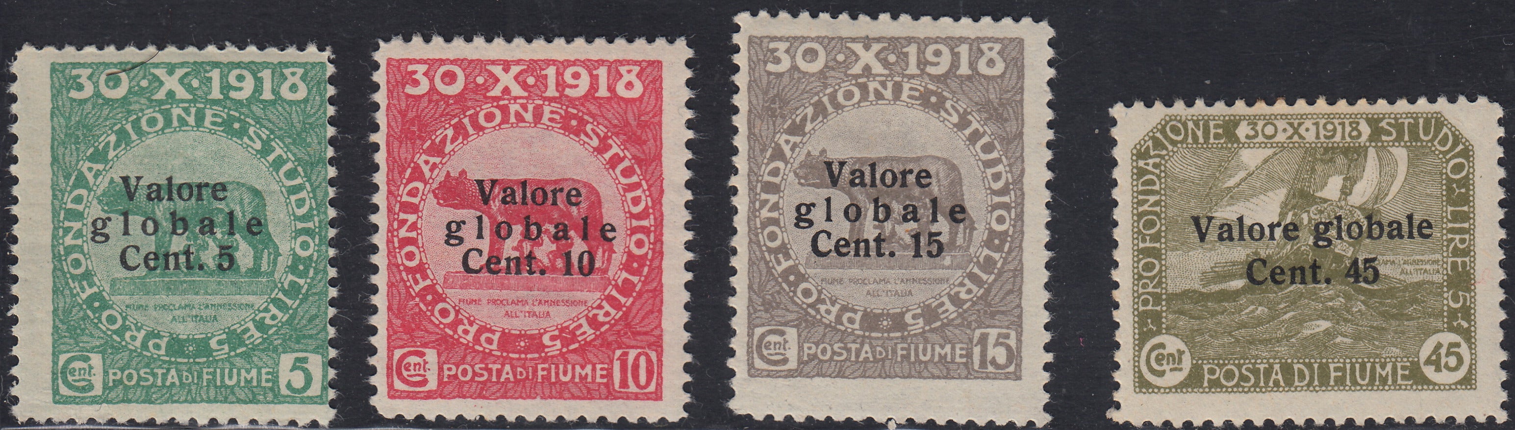 Fiume297 - 1920 - Valore Globale III serie nuova gomma originale (99/I+100/I+101/I+112)