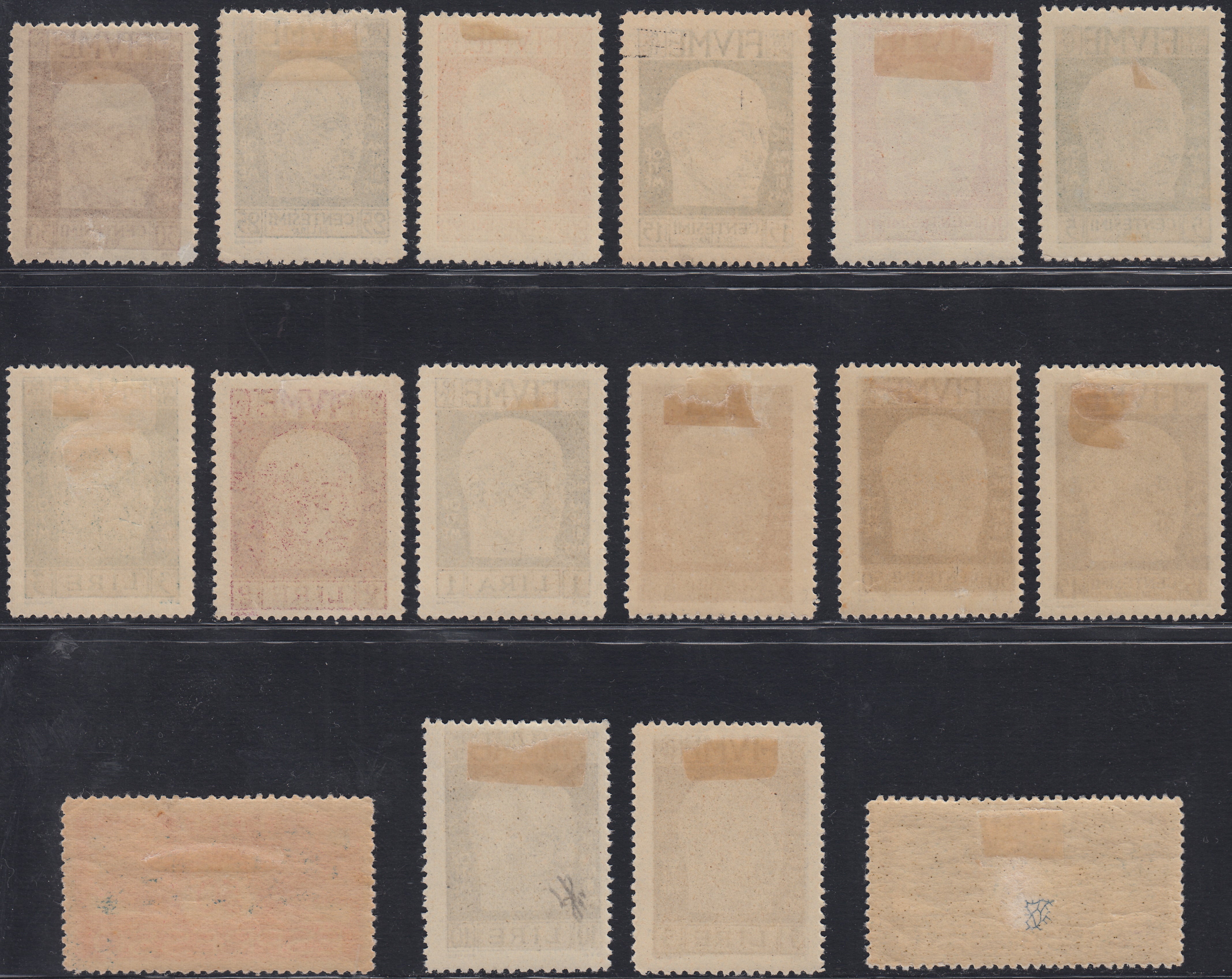 Fiume300 - 1920 - Effigie di d'Annunzio e Cavalieri, serie di 14 valori + 2 espressi nuova con gomma originale (113/126 + E1/2)