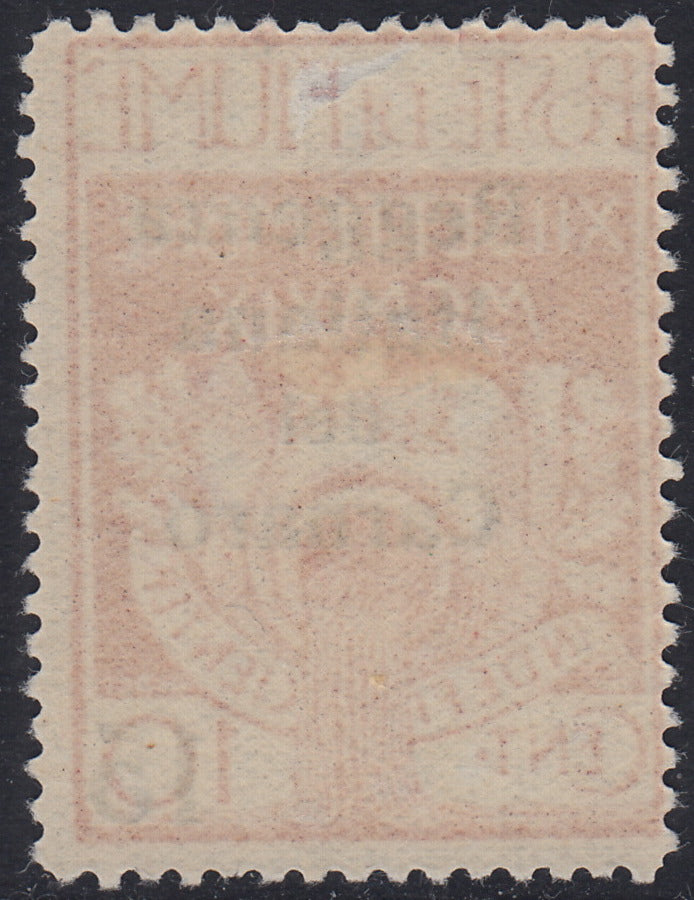 Fiume309 - 1920 - Legionari soprastampati Reggenza Italiana del Carnaro, 15 su 10c. rosa nuovo con gomma (135a)
