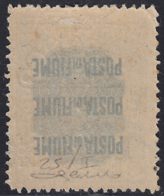 Fiume346 - Francobolli Pro Fondazione Studio soprastampati, 2.c. su 15c. grigio, nuovo colore, nuovo con gomma  (25/I)