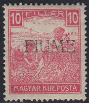 PVN20 - 1918 - Sello de Hungría 10 masilla carmín con sobreimpresión a máquina usada. (8a).