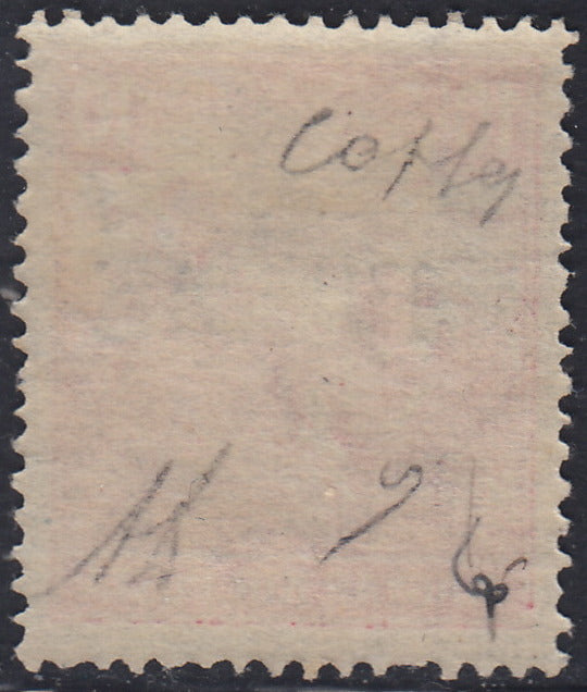 Fiume378 - 1918 - Francobollo di Ungheria 10 filler carminio cifre bianche con soprastampa a mano del II tipo nuovo con gomma integra (22/IIa)