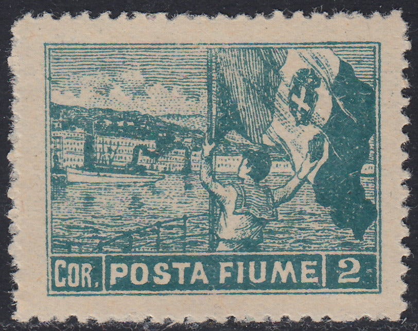 ZZ760 - Hungarian stamp from the Reapers series, 6 blue-green fillers with FUME (instead of FIUME) overprint, new (7d)