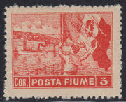 FIUME394 - 1919 - Francobollo Allegorie con dicitura "Posta Fiume" 3 corone vermiglio con varietà di dentellatura 12 1/4 x 13 1/4 nuovo con gomma originale (60/II)