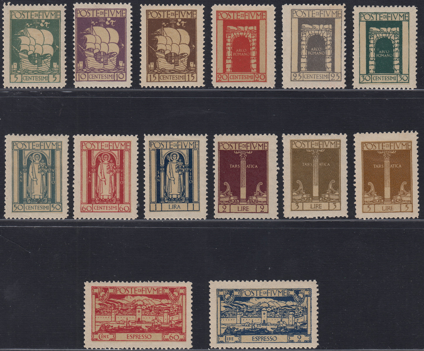 Fiume424 - San Vito and various subjects, complete set of 12 values ​​+ 2 new espressos with original rubber (190/201+E7/8)