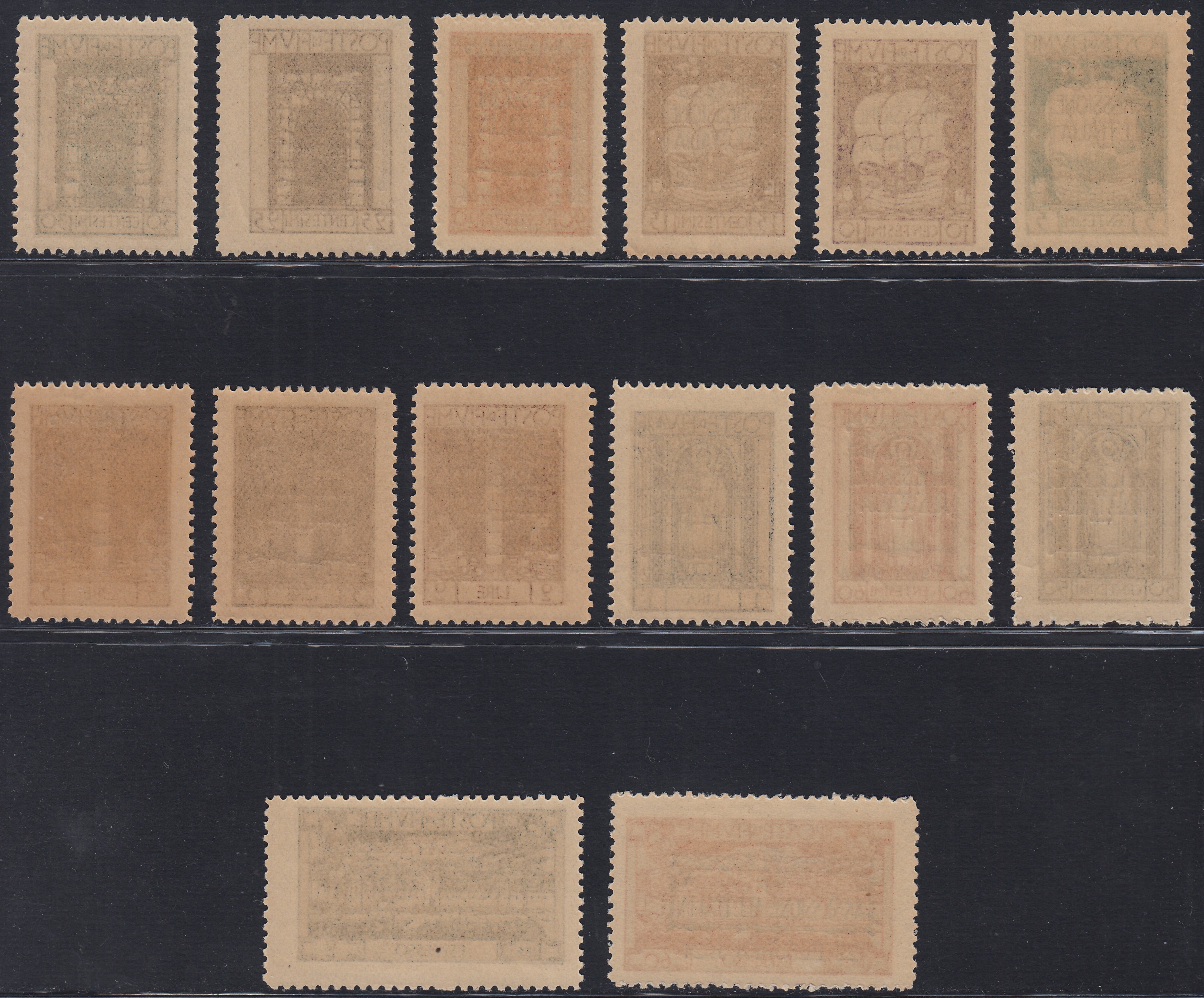 Fiume426 - San Vito and various subjects, complete set of 12 stamps + 2 express overprint ANNEXATION TO ITALY new with original rubber (214/225 + E11/12) 