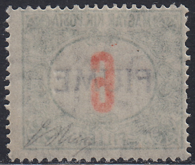 Fiume429 - Hungarian tax postmarks 6 green and red fillers, FIUME hand overprint of the new type IV with intact gum (7/IV)