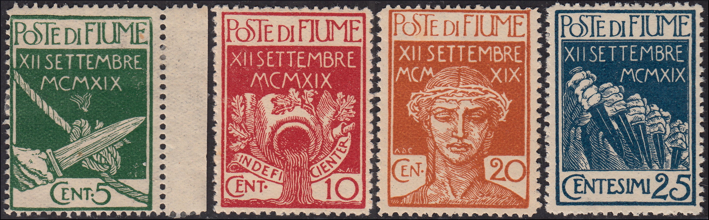 Fiume42 - 1920 - Legionari di Fiume, serie completa di 4 valori nuovi con gomma originale (127/130)